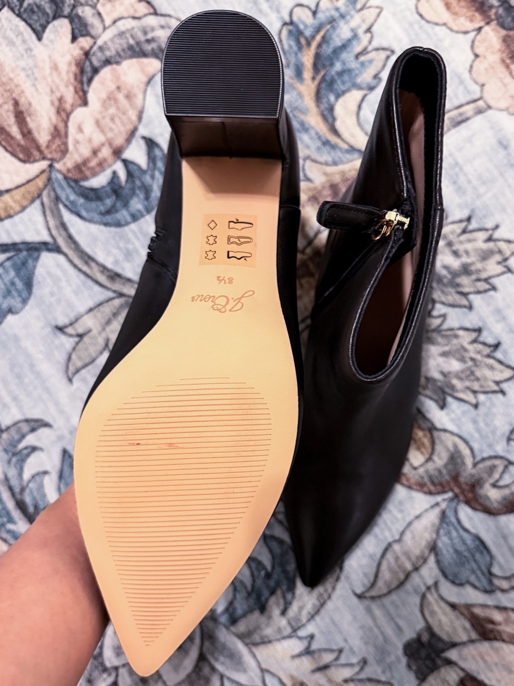 Brand New! J. Crew Black Pointed-Toe Soft Leather Ankle Booties with Side Zip - Picture 3 of 8